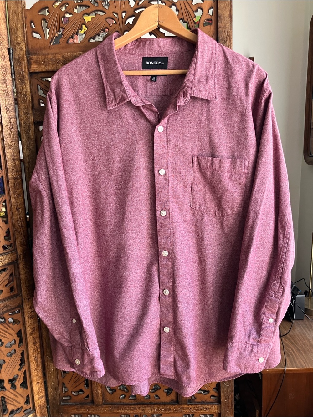 Bonobos long sleeve button down shirt, red/pink